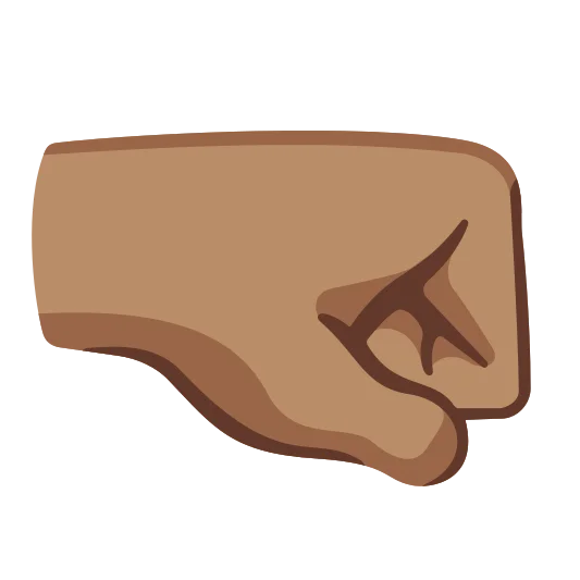 The right-facing fist: medium skin tone emoji.