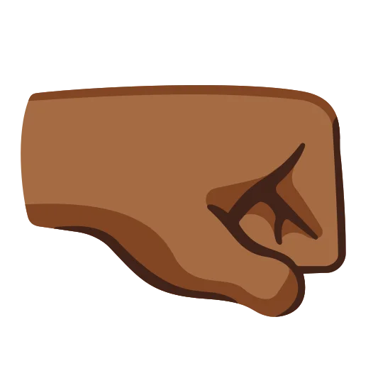 The right-facing fist: medium-dark skin tone emoji.