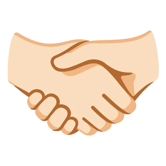 The handshake: light skin tone emoji.
