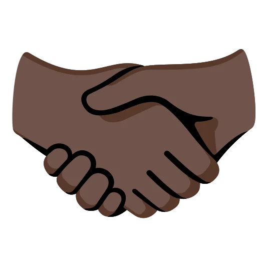 The handshake: dark skin tone emoji.