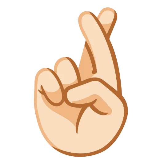 The crossed fingers: light skin tone emoji.