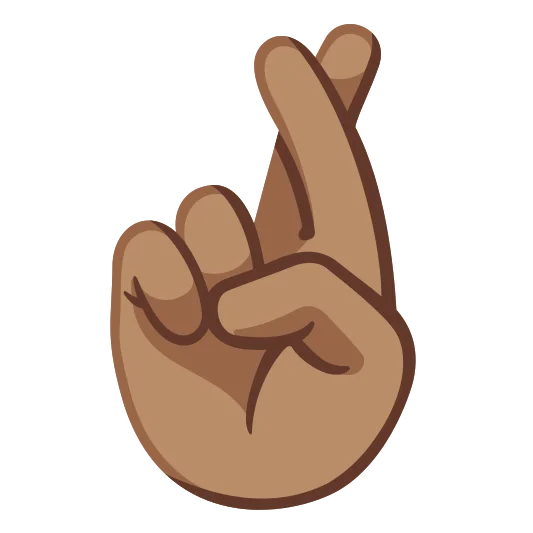 The crossed fingers: medium skin tone emoji.