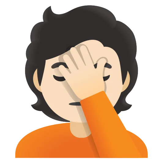 The person facepalming: light skin tone emoji.
