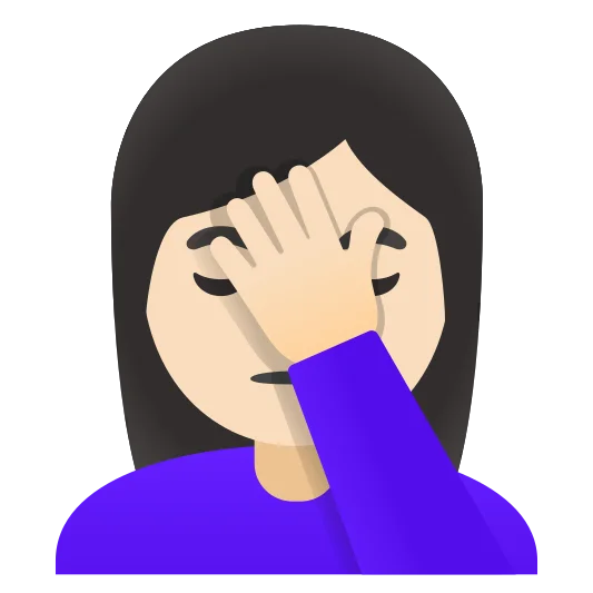 The woman facepalming: light skin tone emoji.
