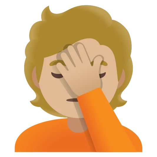 The person facepalming: medium-light skin tone emoji.