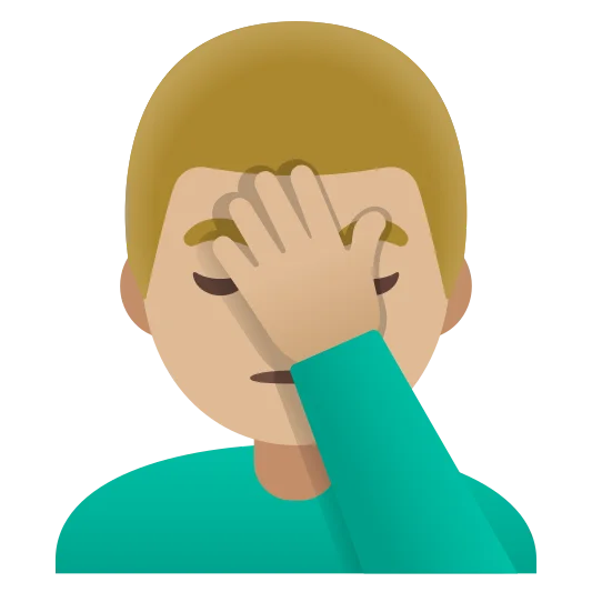 The man facepalming: medium-light skin tone emoji.