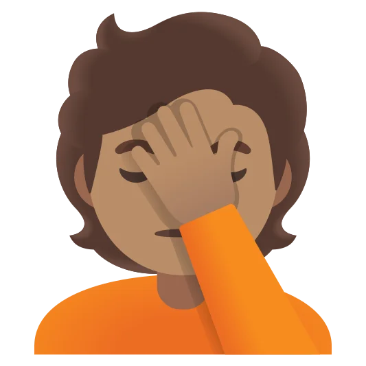 The person facepalming: medium skin tone emoji.