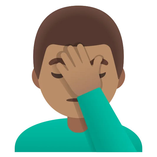 The man facepalming: medium skin tone emoji.