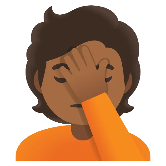 The person facepalming: medium-dark skin tone emoji.