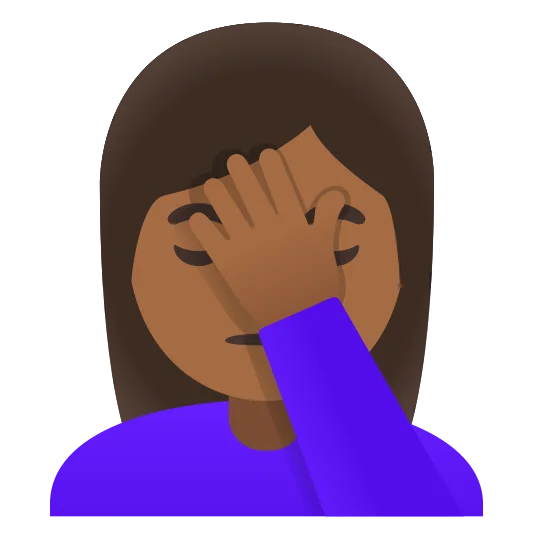 The woman facepalming: medium-dark skin tone emoji.