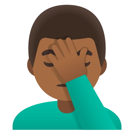The man facepalming: medium-dark skin tone emoji.