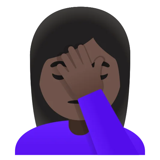 The woman facepalming: dark skin tone emoji.