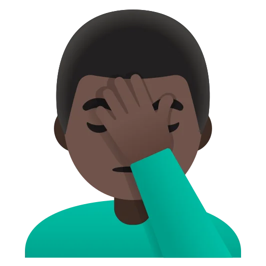 The man facepalming: dark skin tone emoji.