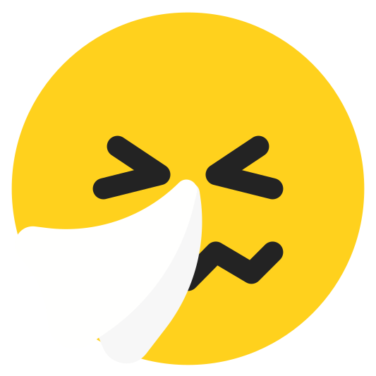 The sneezing face emoji.