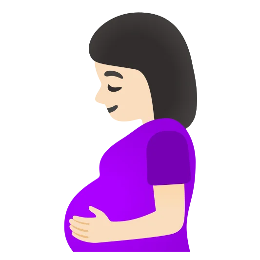 The pregnant woman: light skin tone emoji.