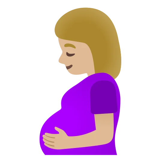 The pregnant woman: medium-light skin tone emoji.