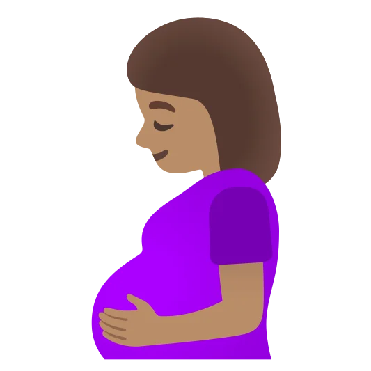 The pregnant woman: medium skin tone emoji.