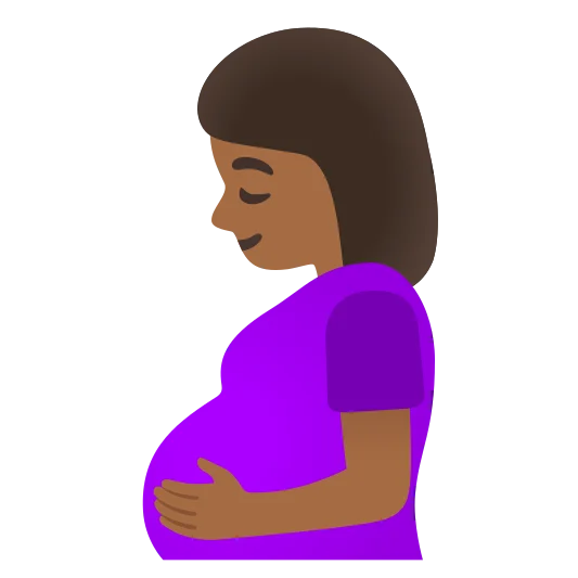 The pregnant woman: medium-dark skin tone emoji.