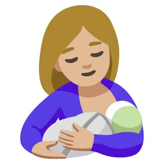 The breast-feeding: medium-light skin tone emoji.