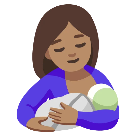 The breast-feeding: medium skin tone emoji.