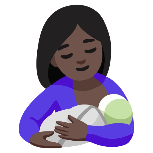 The breast-feeding: dark skin tone emoji.