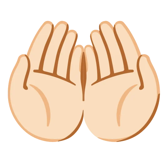 The palms up together: light skin tone emoji.