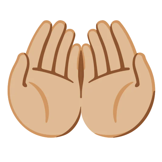 The palms up together: medium-light skin tone emoji.