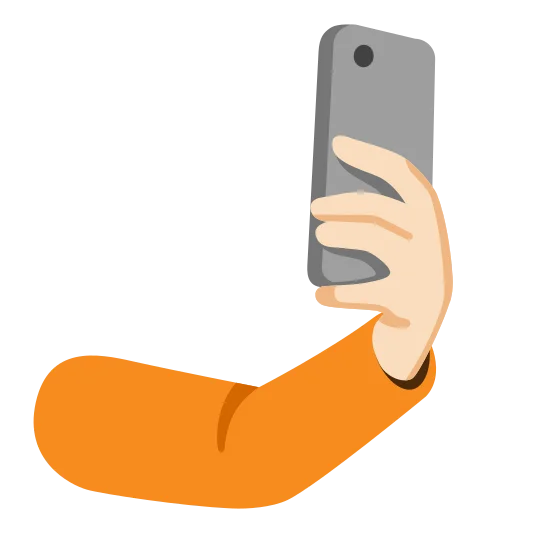 The selfie: light skin tone emoji.