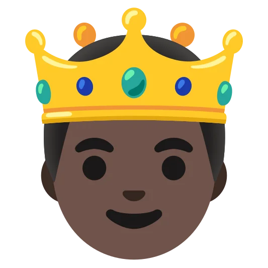 The prince: dark skin tone emoji.