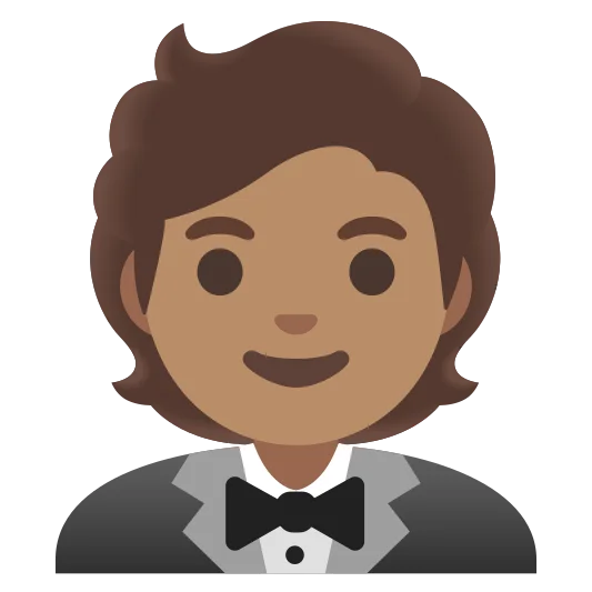 The person in tuxedo: medium skin tone emoji.
