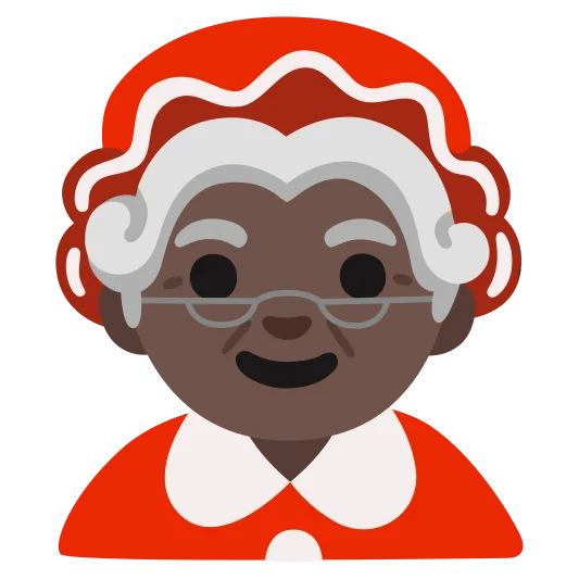 The mrs. claus: dark skin tone emoji.