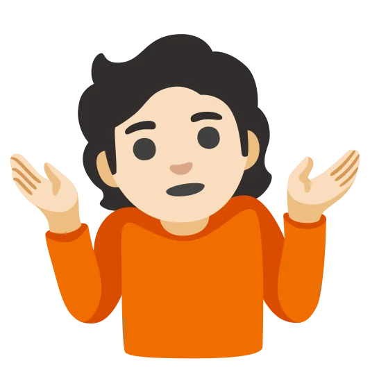 The person shrugging: light skin tone emoji.