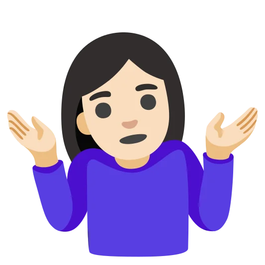 The woman shrugging: light skin tone emoji.