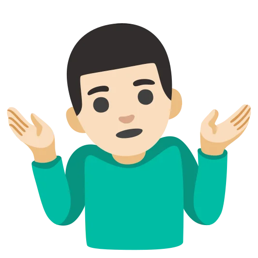The man shrugging: light skin tone emoji.