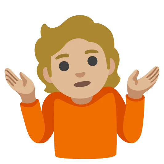 The person shrugging: medium-light skin tone emoji.