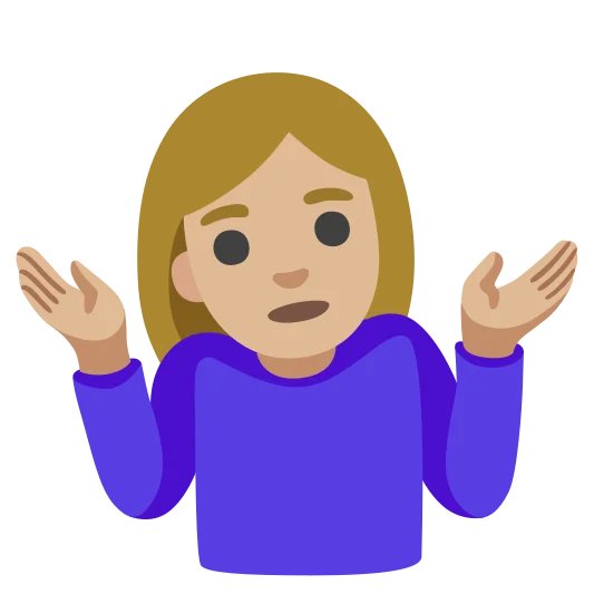 The woman shrugging: medium-light skin tone emoji.