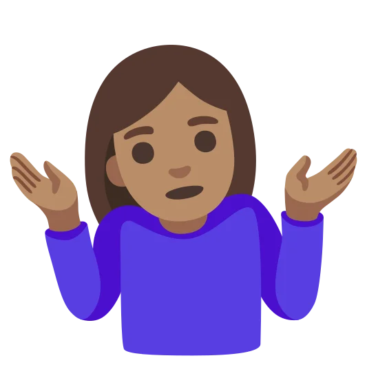 The woman shrugging: medium skin tone emoji.