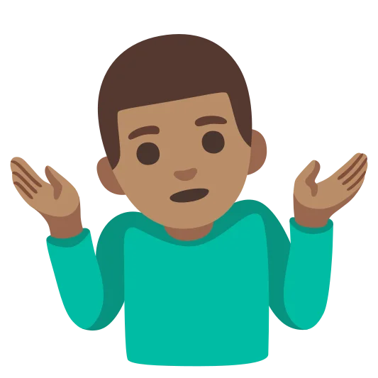The man shrugging: medium skin tone emoji.