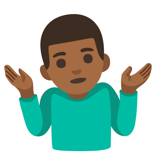 The man shrugging: medium-dark skin tone emoji.