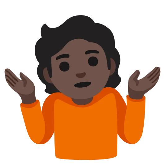 The person shrugging: dark skin tone emoji.