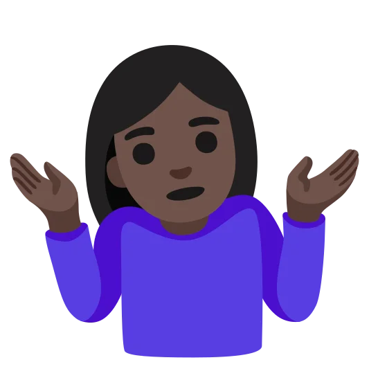 The woman shrugging: dark skin tone emoji.