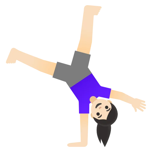 The woman cartwheeling: light skin tone emoji.