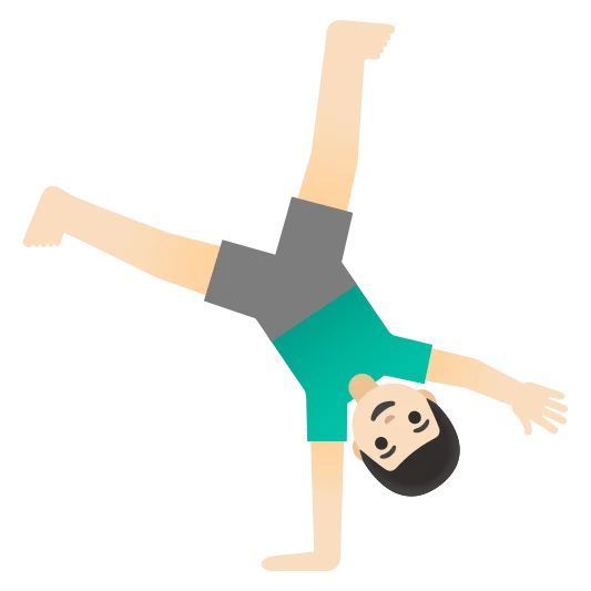 The man cartwheeling: light skin tone emoji.