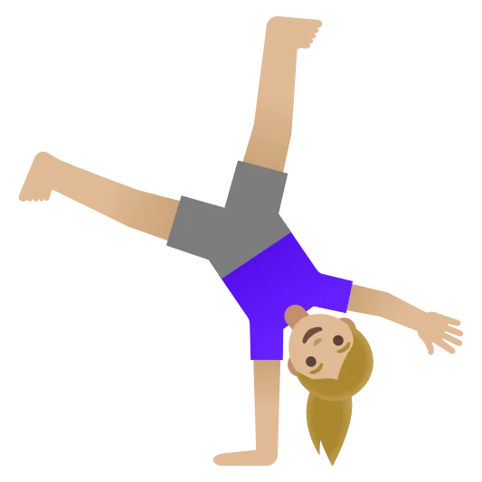 The woman cartwheeling: medium-light skin tone emoji.