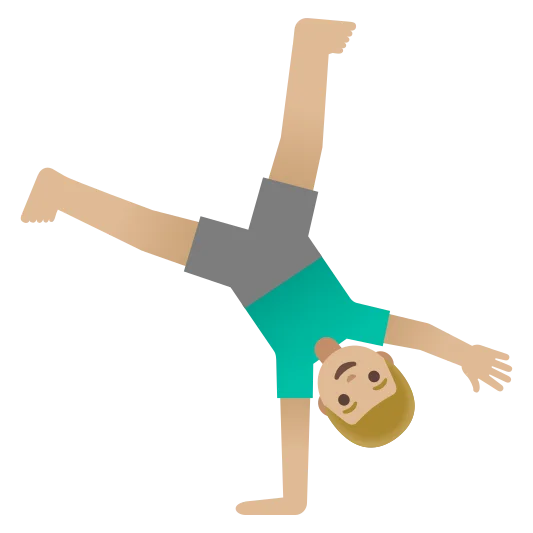 The man cartwheeling: medium-light skin tone emoji.
