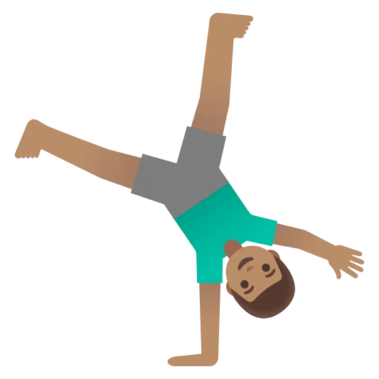 The man cartwheeling: medium skin tone emoji.