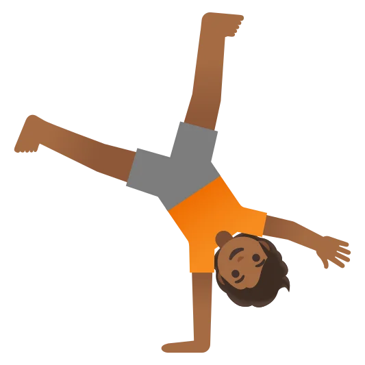 The person cartwheeling: medium-dark skin tone emoji.