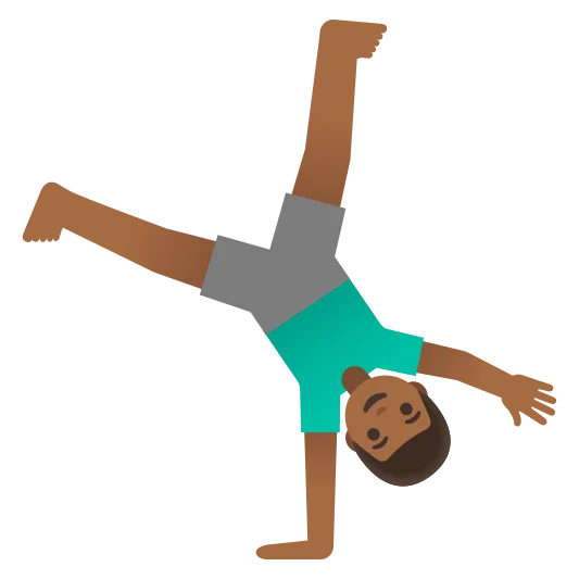 The man cartwheeling: medium-dark skin tone emoji.