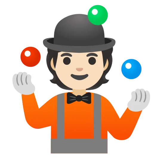 The person juggling: light skin tone emoji.