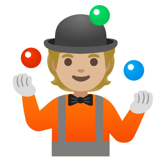 The person juggling: medium-light skin tone emoji.